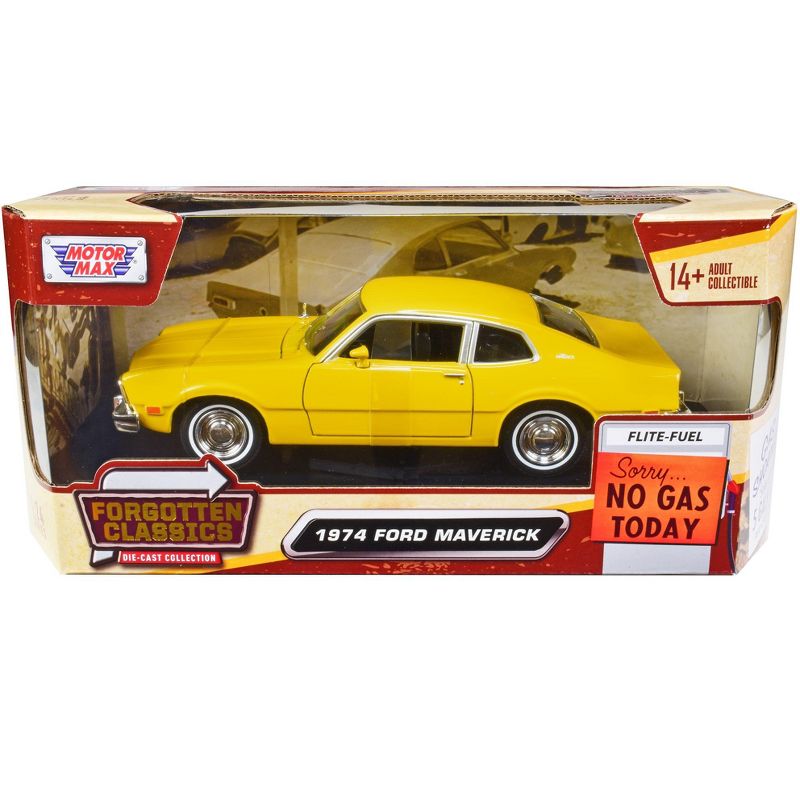 1974 Ford Maverick Yellow "Forgotten Classics" Series 1/24 Diecast Model Car by Motormax, 1 of 4