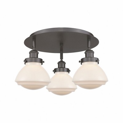 Olean - 3 Light Flush Mount In Art Deco Style-8 Inches Tall and 18.25 Inches Wide