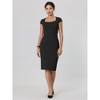 Hobemty Women's Work Square Neck Cap Sleeve Midi Sheath Pencil Dresses - 2 of 4