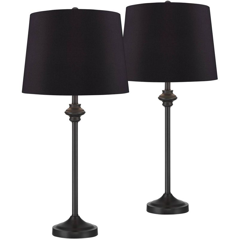 360 Lighting Lynn 26" Tall Skinny Buffet Modern Table Lamps Set of 2 Black Finish Metal Living Room Bedroom Bedside Nightstand House Office Home, 1 of 6