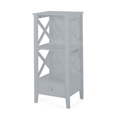 Dolonm Modern Faux Wood Bathroom Storage Rack with Drawer - 2 Shelves, Cottage-Style Design