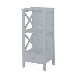 Dolonm Modern Faux Wood Bathroom Storage Rack with Drawer - 2 Shelves, Cottage-Style Design - 1 of 4