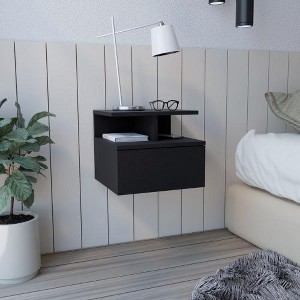 CENGHU Floating Nightstand, Modern Sideboard Decorative Storage Cabinet with Drawer, End Table, Side Table, Open Top Shelves for Bedroom - 1 of 4