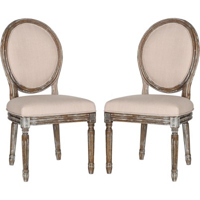 Holloway Beige Linen Upholstered Side Chair with Rustic Oak Frame (Set of 2)