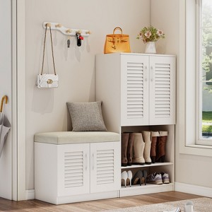 KTMBDW 45" Shoe Cabinet with 2 Doors for Entryway,7 Tier Shoe Storage Cabinet with Shoe Storage Bench,Hidden Narrow Shoe Rack for Living Room - 1 of 4