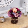 Northlight Wooden Floral Artificial Spring Bouquet - 9.5" - Wine Red and Purple - 3 of 4