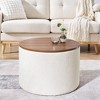 VYNXARIA 2-Piece Set Round Chenille Storage Ottoman,Equipped with a Drum Shaped Small Stool,Storage Space,and MDF Made Desktop Panel - 2 of 4