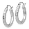Black Bow Jewelry 3mm x 25mm 14k White Gold Textured Round Hoop Earrings - 2 of 4