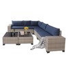 FIONECA Deluxe 7-Piece Patio Furniture Set ¨C Light Gray Rattan Outdoor Sectional with Blue Cushions & 2 Tables - 2 of 4