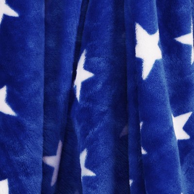 Star Printed Plush Throw Blanket Blue/White - Sun Squad&#8482;