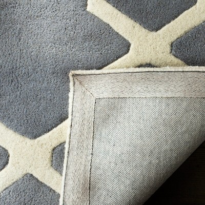 Dark Gray and Ivory Hand-Tufted Wool Runner Rug