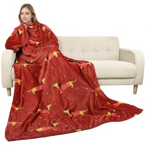 Catalonia Wearable Blanket with Sleeves and Pocket, Cozy Soft Fleece Mink Micro Plush Wrap Throws Blanket Robe for Adults, Gift for Her - 1 of 1