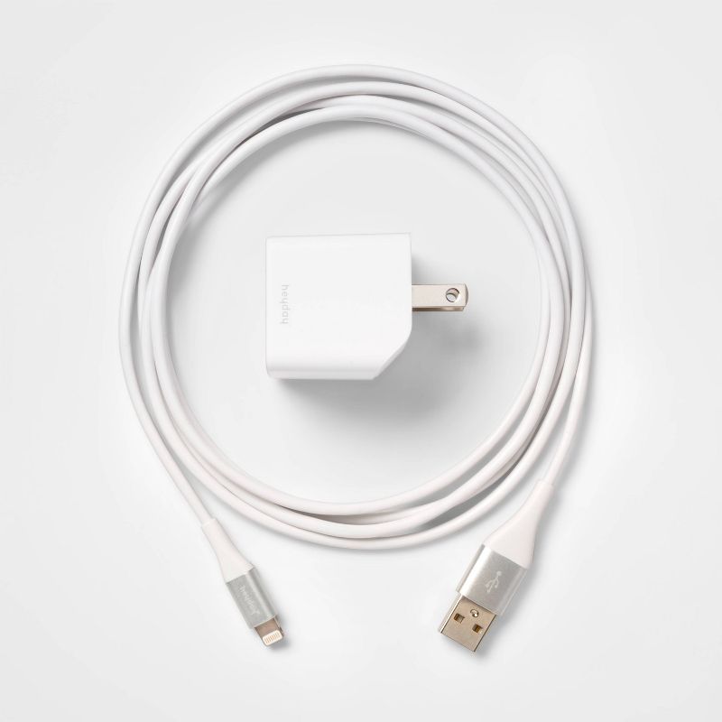 2-Port Wall Charger 15W USB-C & 5W USB-A (with 6' Lightning to USB-A Cable) - heyday™, 4 of 6