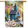 Peaceful Birdhouse Spring House Flag Floral Chickadees 28" x 40" Briarwood Lane - 2 of 4