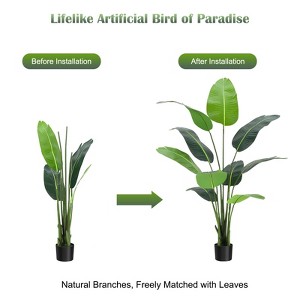 Fake Banana Tree Plant with Pot - Artificial Tree Bird of Paradise, Faux Plant for Home ＆Office Decoration - 1 of 4