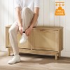 MaseiKar Shoe Storage Bench Entryway, Rattan-Like Shoe Bench with Flip Drawers, Narrow Shoe Rack Bench, Shoe Cabinet Wooden Organizer for Hallway - 4 of 4