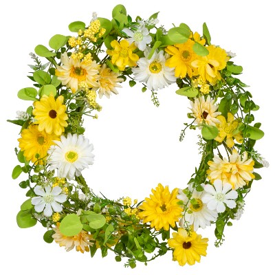 GIL 20" Floral Daisy Floral Single Wreath