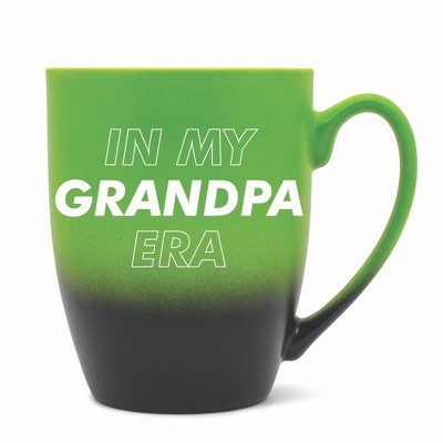 Elanze Designs In My Grandpa Era Two Toned Ombre Matte 10 ounce New Bone China Coffee Tea Cup Mug For Your Favorite Morning Brew, Green and Black