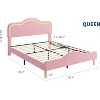 Upholstered LED Bed Frame with Adjustable Headboard & Footboard, Velvet Princess Platform Bed for Kids/Girls, Easy Assembly - 2 of 4