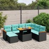 vidaXL 8 Piece Patio Sofa Set with Cushions Black Poly Rattan - Black - 2 of 4