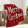 Lomsoe Red Christmas Throw Blanket with White Merry Christmas Lettering & Golden Stars - Soft Flannel Bedspread for Couch, Bed, Sofa. - 4 of 4