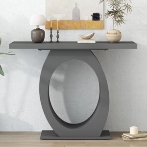 Modern Console Table with Egg-Shaped Base,Accent Table with Reinforced Bottom Plate,Wooden End Table for Living Room-Cuddlewood - 1 of 4
