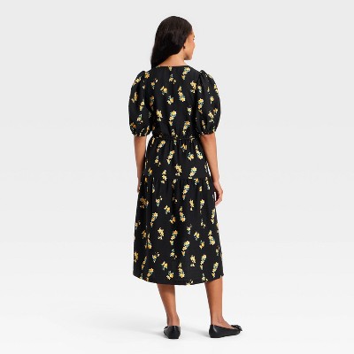 Women&rsquo;s Short Sleeve Wrap Tie Tier Midi Empire Waist Dress – A