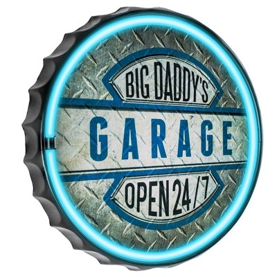 Big Daddy's Garage LED Neon Light Sign Wall Decor Blue/Silver - Crystal Art Gallery