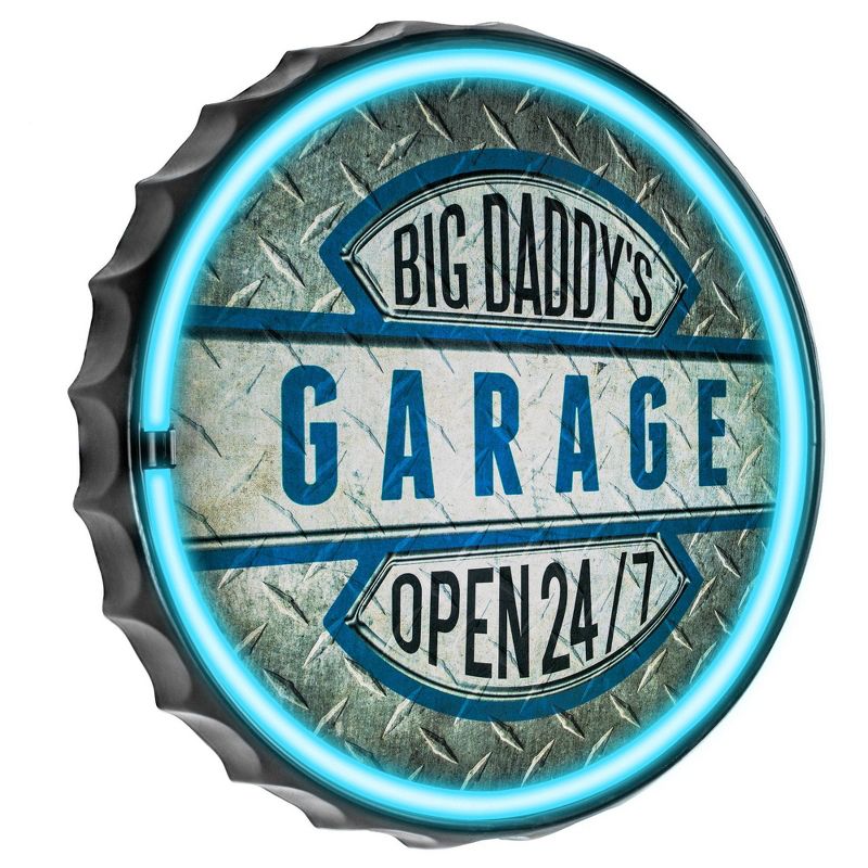 Big Daddy&#39;s Garage LED Neon Light Sign Wall Decor Blue/Silver - American Art Decor, 1 of 10
