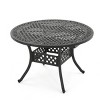Garden Round Expandable Aluminum Dining Table,4-6 Seater Metal Hammered Finish,Outdoor Backyard Dining Table with Umbrella Hole-Coolbibila - 3 of 4