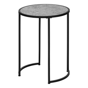 FONTOI Round 18.25" Side Table, Bedside Table Marble-Look Finish, Snack Stand, Sofa Side Table for Living Room, Bedroom, Grey, 18.25"*24"*18.25" - 1 of 4