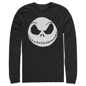 Men's The Nightmare Before Christmas Halloween Jack Skellington Big Face Long Sleeve Shirt - 1 of 4