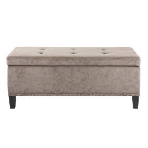 Shandra Bench Storage Ottoman with Tufted Top Taupe - Home, Brown