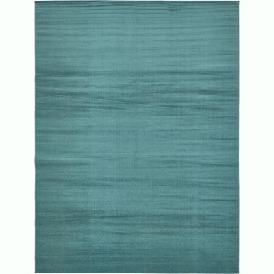 Teal Flat Woven Synthetic 9' x 12' Indoor Area Rug