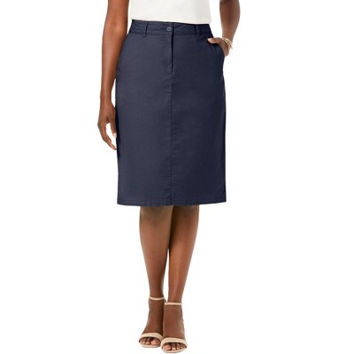 Jessica London Women's Plus Size Stretch Cotton Chino Skirt