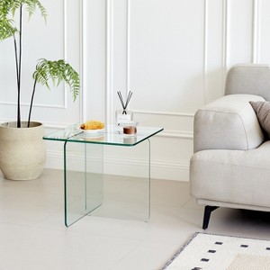 MAYEERTY Tempered Clear Glass SideTable, Small Tea Table, Night Stand Tempered Glass - 1 of 4