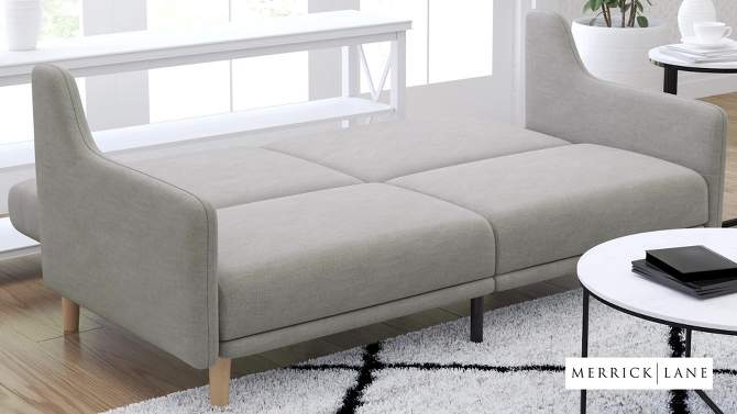 Merrick Lane Mid Century Modern Split-Back Sofa Futon with 3 Recline Positions, 2 of 12, play video