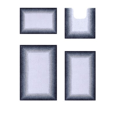 Torrent Collection 4 Piece 100% Soft Cotton Tufted Weave Bath Rug Set, Ombre Pattern, Super Soft & Absorbent, Machine Washable Bathroom Mats