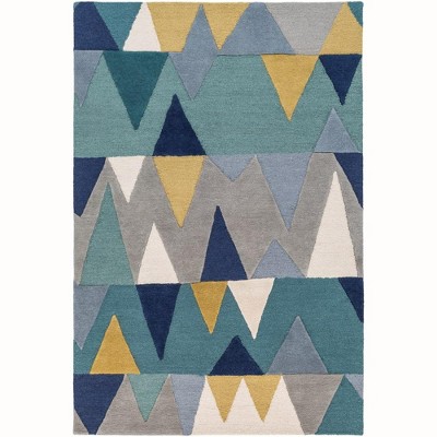 Mark & Day Begles 2'x3' Rectangle Tufted Indoor Area Rugs Navy: Geometric Wool, Stain-Resistant, Modern Scandinavian Decor