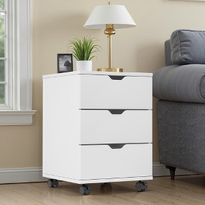 MAYEERTY 3-Drawer Vertical Wood Filing Cabinet with Casters for Home Office, White, Non-Assembled - 1 of 4