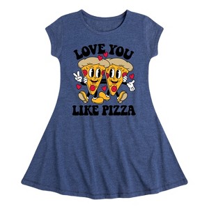Girls' - Instant Message - Valentine's Day Love You Like Pizza Fit & Flair Cap Sleeve Dress - 1 of 3