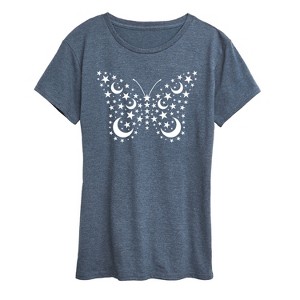 Women's - Instant Message - Stars And Moons Butterfly Short Sleeve Graphic T-Shirt - 1 of 4