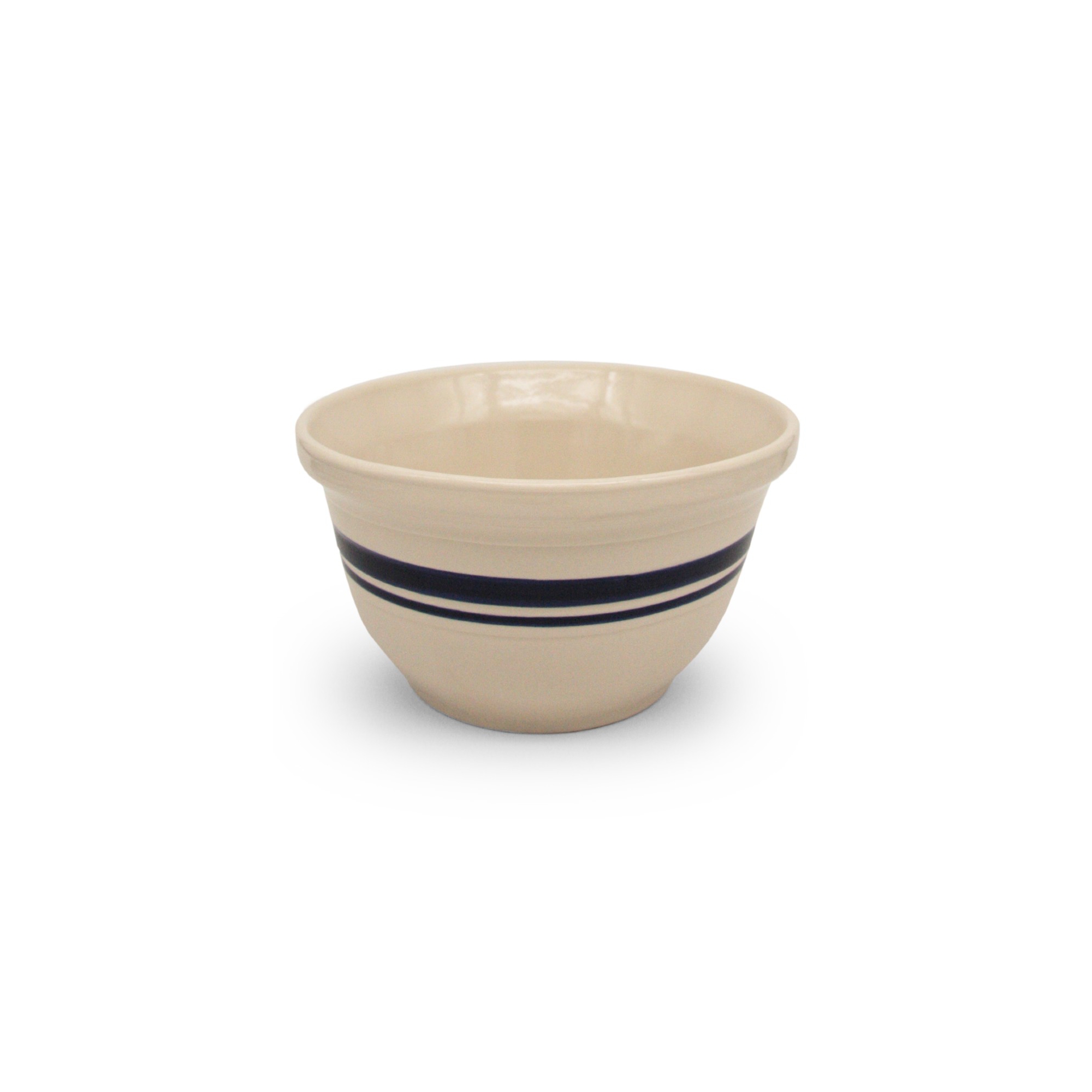 Ohio Stoneware Dominion Mixing Bowl, Stoneware with Food Safe Glaze, Tan with Blue Stripe, 12 inches