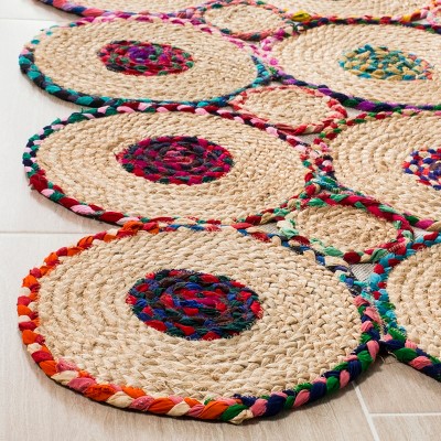 Hand-Knotted Boho-Chic Red and Natural Wool Runner Rug - 27"x8"