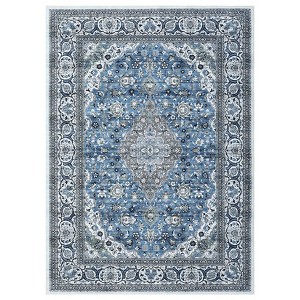 Machine Washable Area Rug Non Slip Rug Vintage Medallion Low Pile Foldable Rugs Stain Resistant Carpet For Bedroom Living Room Kids Room Study Room - 1 of 4