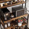 Nasitip 35.4''Microwave Stand w/Open Storage Shelves Coffee Bar with Wire Basket Industrial 6-Tier Kitchen Storage Rack with Hutch,Brown - 3 of 4
