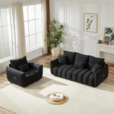 Teddy Fabric 3+1 Seater Sofa Set,Oversized Modern Upholstered Couch Combo with Plush Cushions for Living Room,Apartment-Baofuwish