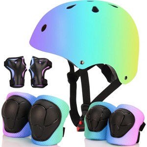 Evita Color Gradient Adjustable Bike Helmet with Knee and Elbow Pads - Kids for Ages 3-14 - 1 of 4