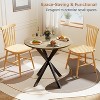 Zevemomo Round Dining Table, 31.5" Small Dining Table for 2-4, Round Kitchen Table with Metal Black Legs,for Kitchen, Apartment, Living Room, Brown - 3 of 4