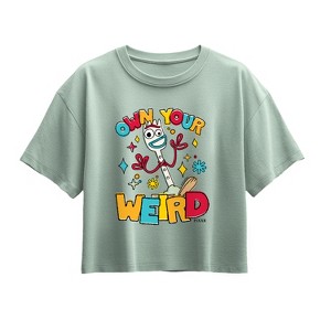 Girls' - Disney - Own Your Weird Forky Short Sleeve Boxy Graphic T-Shirt - 1 of 2